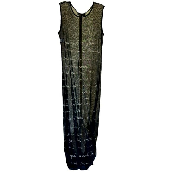 Flawless Silk Semi-Sheer Long Dress Hand-Painted - Picture 1 of 9